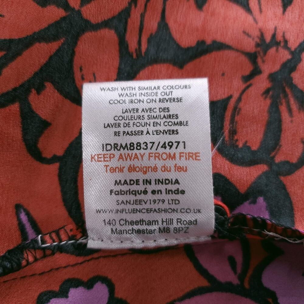 Influence A-line Dress Sz 6 Red Floral Knee-Length Smock Half Sleeve Skater Mini - Picture 5 of 12